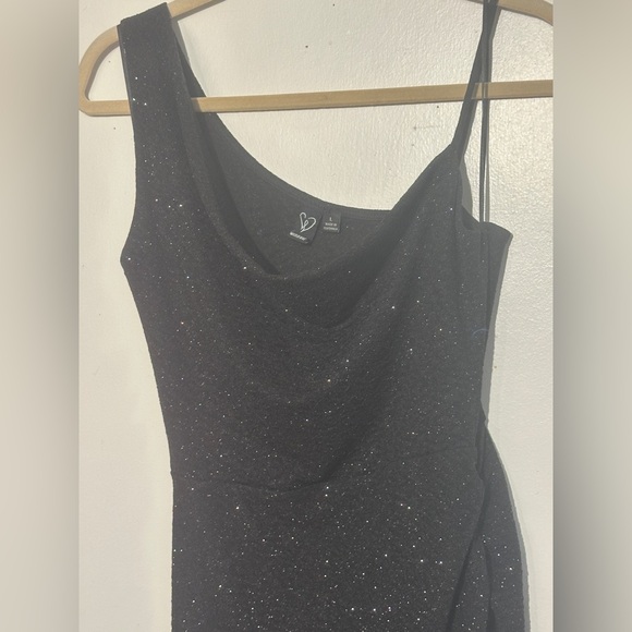 Woman’s super sparkling long black single strap dress. By Windsor size L. - Picture 1 of 11